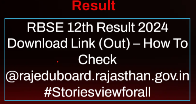 RBSE 12th Result 2024 Download Link