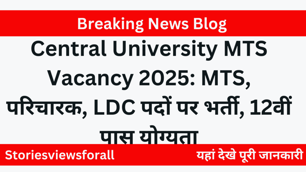 Central University MTS Vacancy 2025